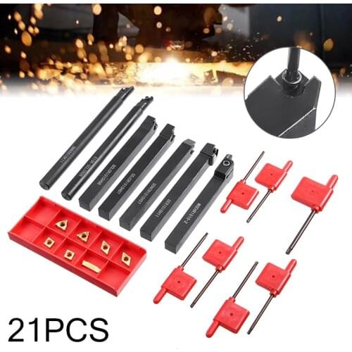 7Pcs MGMN200 Carbide Insert + 7Pcs Lathe Turning Tool Holders + 7Pcs T8 Wrenches For Lathe Turning Tool Machine Tool Set
