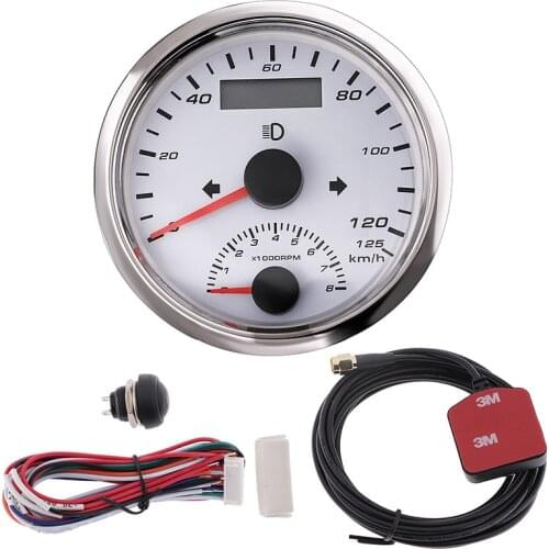85mm GPS Speedometer Odometer 125/200KM/H Waterproof Speed Gauge With Tachometer 0-8000RPM for Car Boat With Backlight 12V-24V
