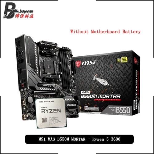 AMD Ryzen 5 3600 R5 3600 CPU + MSI MAG B550M MORTAR Motherboard Suit Socket AM4 All new but without cooler