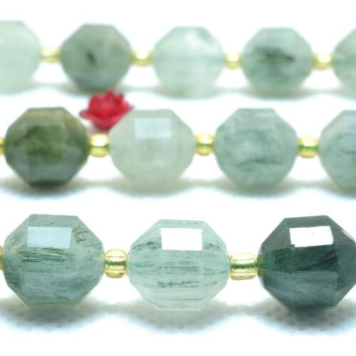 Natural Green Rutilated Quartz Faceted Double Terminated Point Loose Beads Wholesale Gemstone Semi Precious Stone Jewelry Making