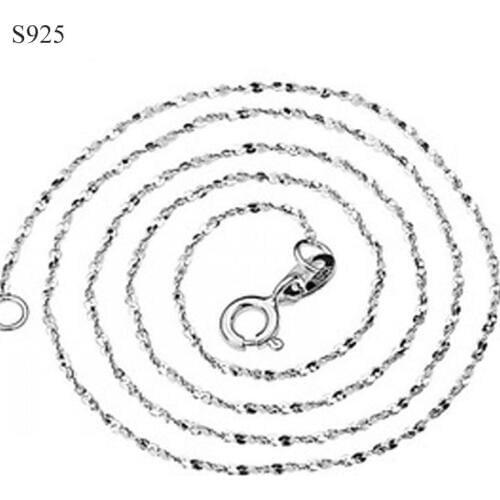 1.2mm Genuine Real Pure Solid 925 Sterling Silver Chain Necklace for Women Star Basic Chains Silver Jewelry Female Necklace