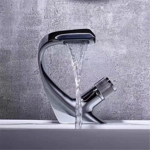 Black Faucet Bathroom Sink Faucets Hot Cold Water Mixer Crane Deck Mounted Single Hole Bath Tap Finished