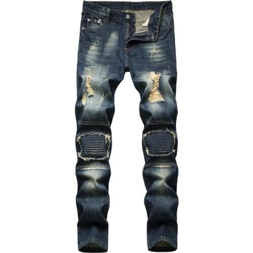 Men Fashion Retro Jeans Mens Elastic Slim Straight Biker Jeans Male Denim Casual Cotton Pants Vaqueros Hombre Plus Size 42
