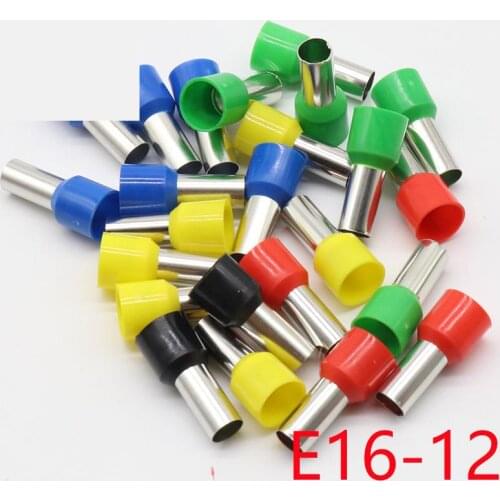 E16-12 Tube insulating Insulated terminals 16MM2 Cable Wire Connector Insulating Crimp Terminal 100PCS/Pack Connector E