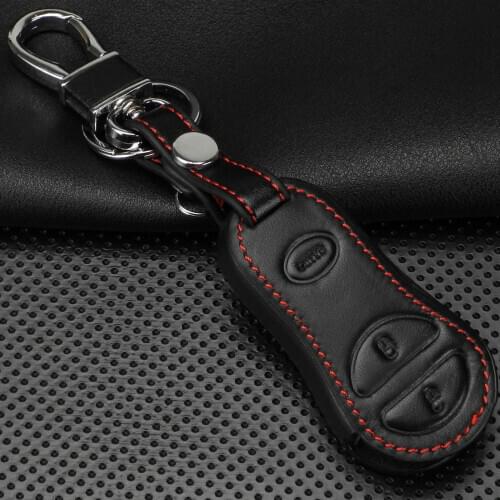 Kutery 10pcs/lot 3 Buttons Leather Remote Car Key Case Cover For Chrysler Voyager Cruiser For Dodge Ram Dakota Jeep Cherokee