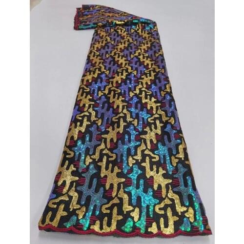 Lace Fabric for Dresses Latest ZH-368688 Nigerian French Tulle Lace with Sequin High Quality African Sequins Lace Fabric