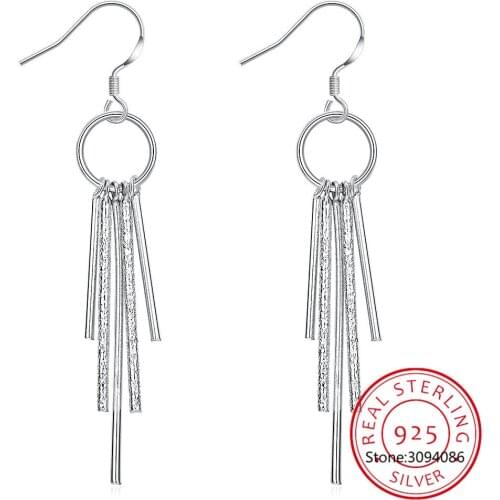 LEKANI 925 Sterling Silver Tassel Earrings Charm Women Jewelry Fashion Wedding Engagement Party Gift