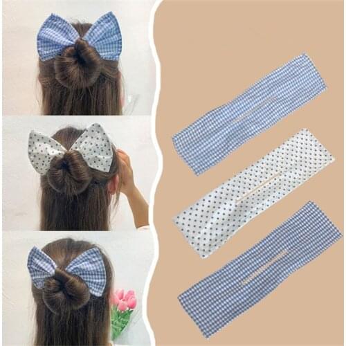 2021 Women Girls Printted Knotted Deft Bun Hair Bands Rope Headband Fabric Hair Clip Hair Making Tool Hair Accessories