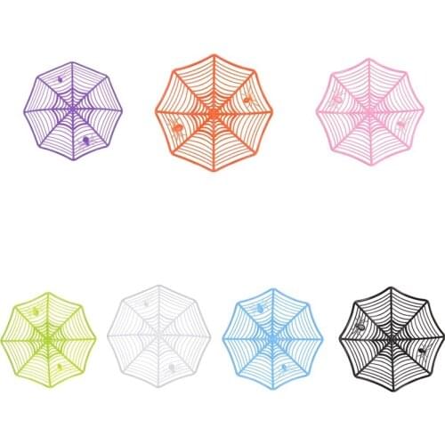 HOT 7PCS Halloween Candy Biscuit Package Basket Bowl Black Spider Web Bowl Fruit Plate Trick Or Treat Decor Ornament