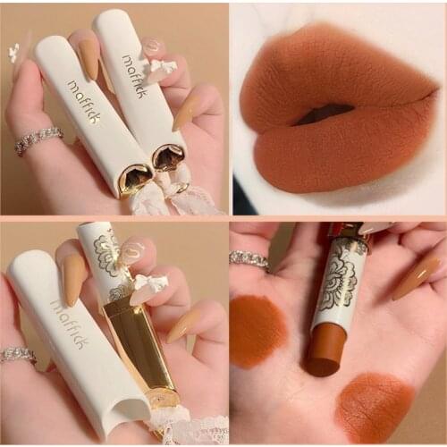 MAFFICK Silky Matte Lipstick Comestic Vintage Liquid Lip Gloss Non Stick Cup Moisturizing Long Lasting Sexy Red Lip Makeup TSLM2