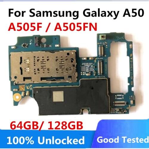Original Motherboard For Samsung A50 Motherboard 64GB 128GB A505F A505FN Mainboard Unlocked Logic Board With Android System