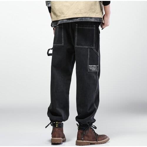 Man Loose Jeans Hiphop Skateboard Baggy Denim Pants Hip Hop Rap Male Black Trouses Big Size M-5XL Wide leg trousers