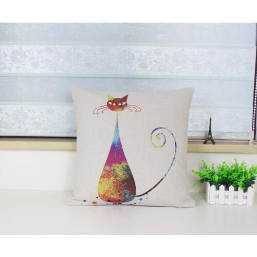 Cat pillow cover, watercolor cute cartoon animal cat lover couple throw pillow case pillowcase wholesale