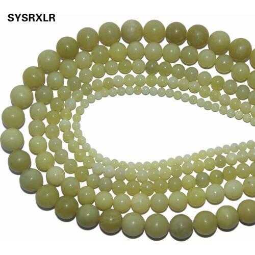 Wholesale Yellow Lemon Jadee Chalcedony Natural Green Stone Beads For Jewelry Making DIY Bracelet Material 4 6 8 10 12 MM Strand