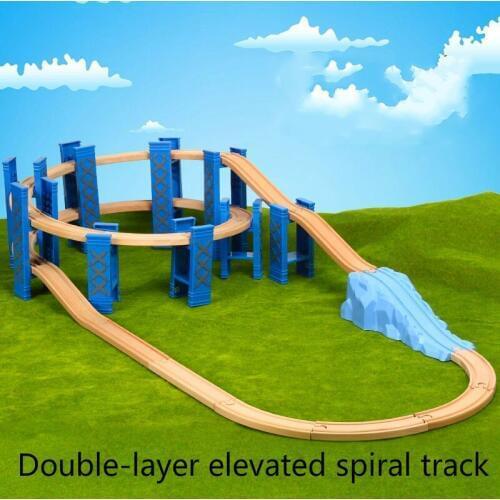 26PCS Plastic Spiral Train Tracks Wood Railway Accessories Track Bridge Piers With Fit Wooden Thoma Biro Tracks Toys for Kids