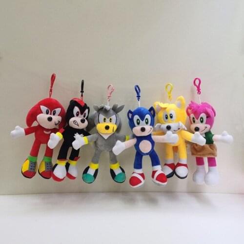 20cm Sonic Plush Doll keychain Toys Cartoon PP Cotton Black Blue Shadow Hedgehog Soft Stuffed pendant Toy Kids Birthday Gifts