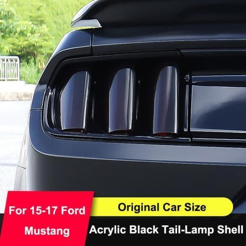 QHCP Acrylic Car Rear Tail Light Lamp Cover Protector Sticker Smoked Black 6Pcs Auto Accessories For Ford Mustang 2015 2016 2017