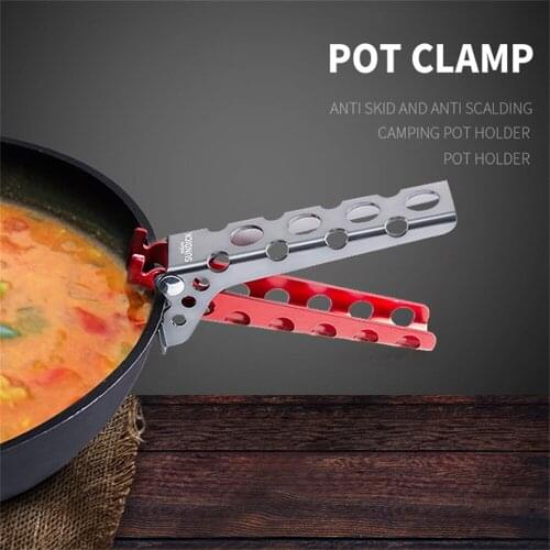 Anti-Scald Pot Pan Bowl Gripper Outdoor Handle Holder Clip Camping Cookware Handle Holder Clip Clamps Aluminium Alloy Pot Clip