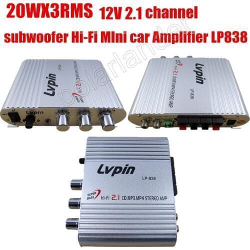 Best selling new Mini Amplifier 2.1 channel Stereo audio power amplifier for MP3 MP4 Car Motorcycle Bike 20WX3 RMS