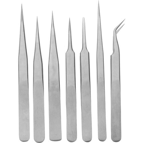 SAUVOO 1 Box Anti-Static Stainless Steel Tweezer For Maintenance Repair Tool Eyelash Extension Tweezers Jewelry Making Tool