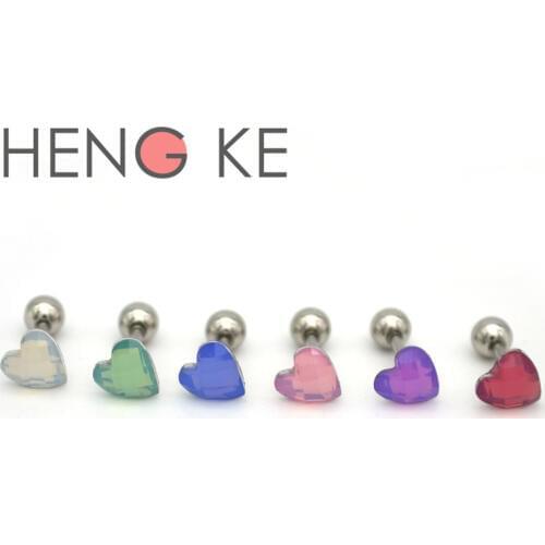 Korean Heart Ear Stud Ear Earrings for Women Fashion Jewelry Cute Candy Tragus Heart Ring With Pole Stud Ear Helix Daith Lobe