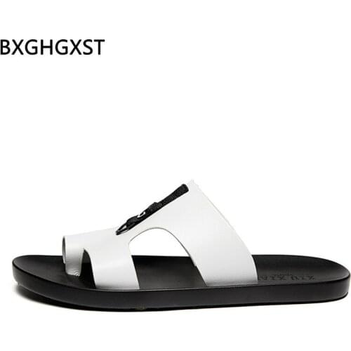 Genuine Leather Slippers Men Summer 2021 Beach Shoes Designer Slides Slippers for Men Casual Men Slippers Zapatos De Hombre