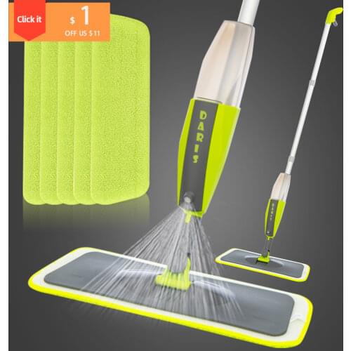 Spray Mop With Reusable Microfiber Pads 360 Degree Metal Handle Mop For Home Kitchen Laminate Wood Ceramic Tiles Floor Cleaning