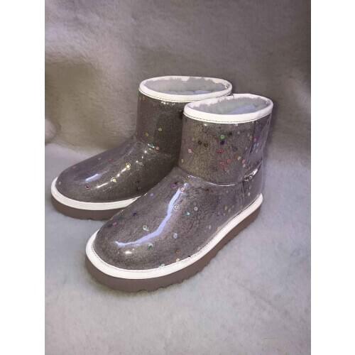 Luminous Snow Boots Women Bling PVC Ankle Boots Plus Wool Shearling Thick Bottom Slip On 2020 Luxury Brand Designer Women Shoes