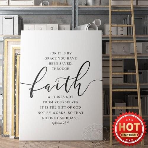 Quote Bible Verse Ephesians 2 Niv Text Poster, Modern Christian Bedroom Decor Mural, Religious Scripture Art Prints, Wall Decor