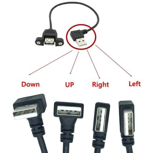 USB 2.0 Male to Female Extension Cable with Panel Mount Screw hole lock connector adapter connector for computer 25cm