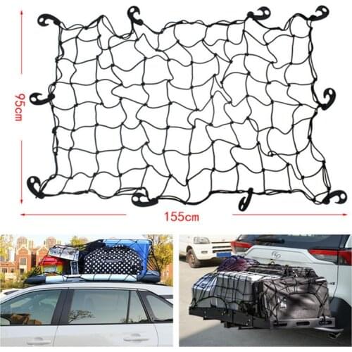 Universal Car Roof Rack Basket Organizer Net Trunk Luggage Net Multipurpose Elastic Mesh Luggage Rope With Hooks SUV Trailer