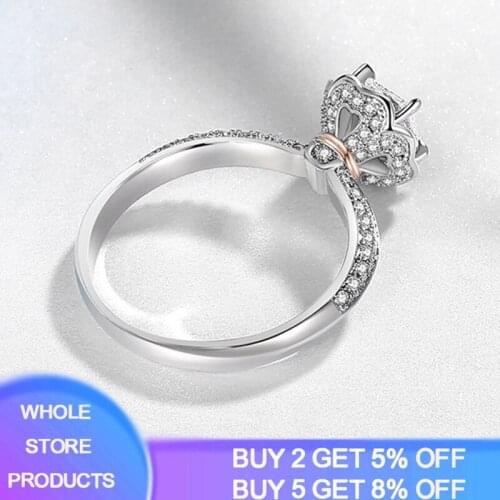 YANHUI New Design Silver 925 Ring New Fashion Rose Gold Color Heart Shaped Wedding Rings for Woman Silver 925 Jewelry Gift R262