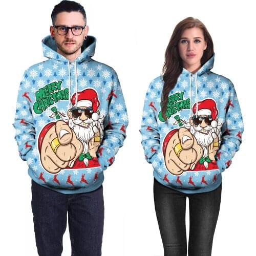 Oversized Sweatshirts Womens Ugly Christmas 2020 Funny Santa 3D Cartoon Printed Pullovers Hoodie Couples Winter Autumn Clothes