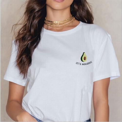 Womens Avocado Print Casual Harajuku Womens T-Shirt Summer Short Sleeve T-Shirt Casual Round Neck Clothes Ladies Top Short T