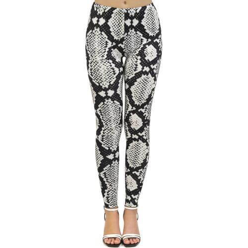 New leggins mujer Black and white Snake Skin Printing legging sexy leggins fitness Woman Flexible Pants workout leggings