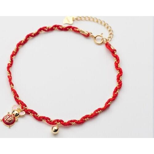 La Monada 925 Sterling Silver Bracelets For Women Zodiac Rat Red Rope Thread Silver Bracelet 925 Women Femme Womens Accessoires