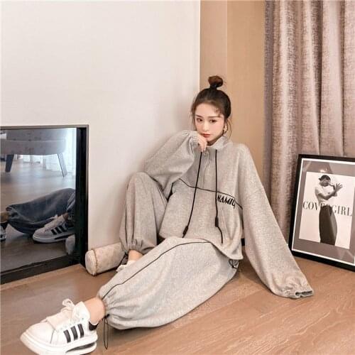 Womens Suit Casual Sports Fashion Korean Two Piece Set Was Thin Age-reducing Loose 2021 Spring Autumn New Womens Lounge Wear