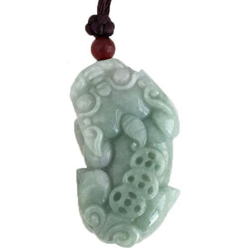 Women Necklace Pendant Burma Jade Glass AAA 3D Carved PIXIU Brave Troops Pendant Gift for Male Female Fine Jewelry