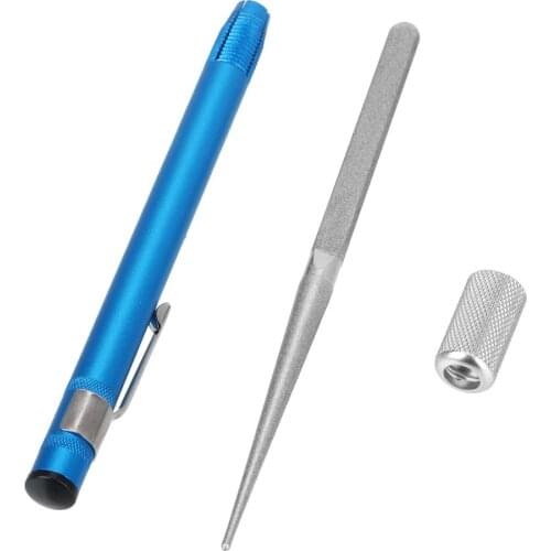 1 Piece Knife Sharpener Pen Shape Grindstone Diamond Plated Carbon Steel For Fishhook Knife Multi Purpose Outdoor Tool