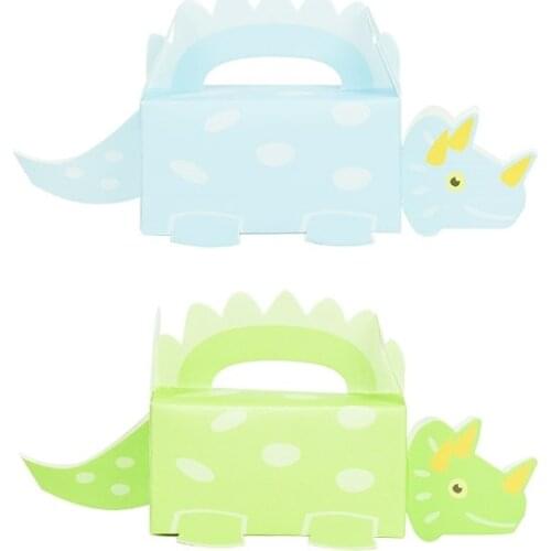 10pcs Dinosaur Paper Boxes Cookie Candy Chocolate Bags Green Blue Dino DIY Cartoon Box For Kids Dinosaur Birthday Party Supplies