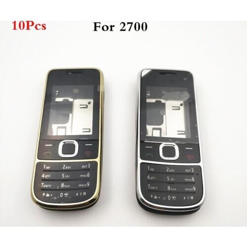 10Pcs/lot Top Quality Full Complete Mobile Phone Housing Cover Case For Nokia 2700 2700c With English Keypad