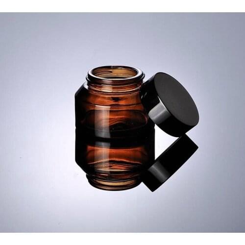15g 30g 50g Glass Amber Facial Cream Jar Empty Cosmetic Sample Container Emulsion Refillable Pot Black Lid For Travel 10pcs/lot