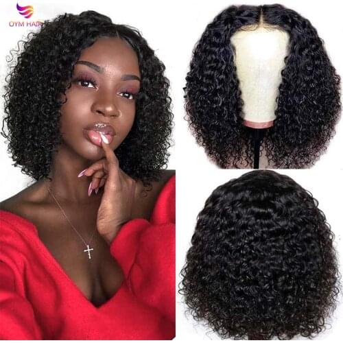 180 Densty Jerry Curly Short Bob Wigs Brazilian Remy Lace Closure Wig Natural Hairline For Women Lace Front Wigs Human Hair