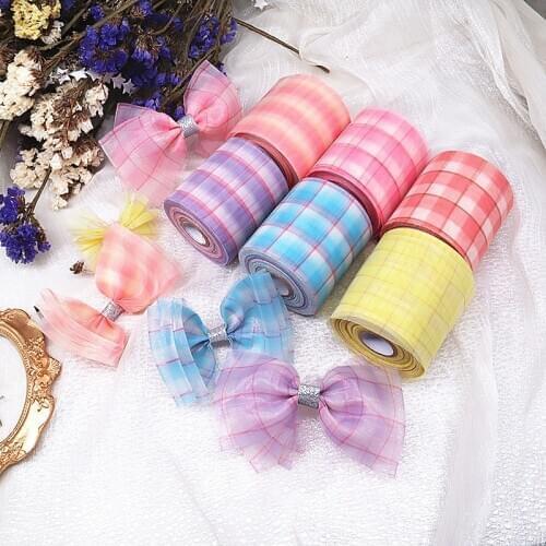 25Yards/roll 6CM Width Lattice Stripe Tulle Roll Organza Baby Shower Party Supplies DIY Hair Bows Handmade Materials