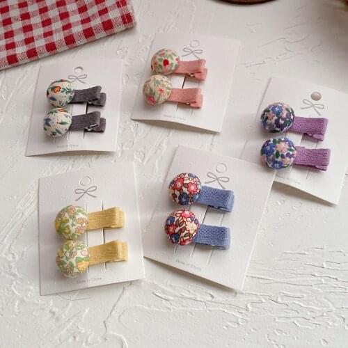 4pcs Floral Hairpin Small Multicolor Fabric Floral Button Hairclip 35mm Flower Buckle Clip Cute Girl Hair Accessory Headdress