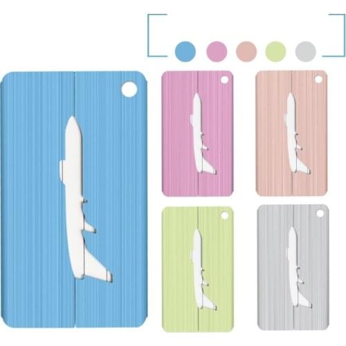 5Pcs Aluminum Alloy Luggage Tag Brushed Hollow Design Multicolor Travel Suitcase Name ID Card Label Holder Board