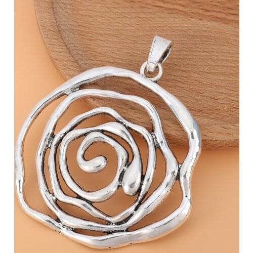 5pcs/Lot Silver Color Large Open Swirl Vortex Spiral Charms Pendants for Necklace Jewelry Making Accessories