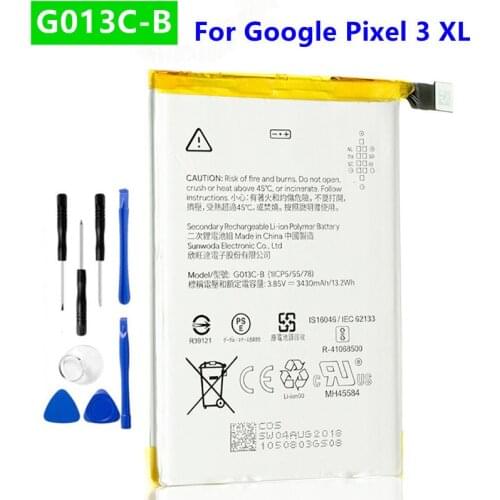 G013C-B Go13C-B C1 G013CB Phone Replacement Battery 3430mAh For HTC Google Pixel 3 XL 3XL Pixel XL 3 Batteries + Tools