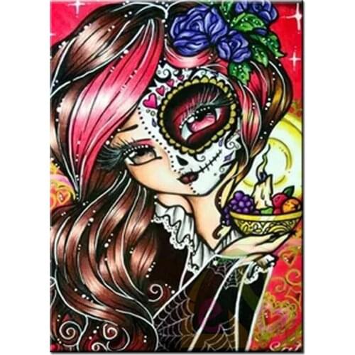 DIY Diamond Painting Skull Big Eye Girl 5d Diamond Mosaic Full Drill Embroidery Cross Stitch Fantasy Elf Handmade Hobby A2273