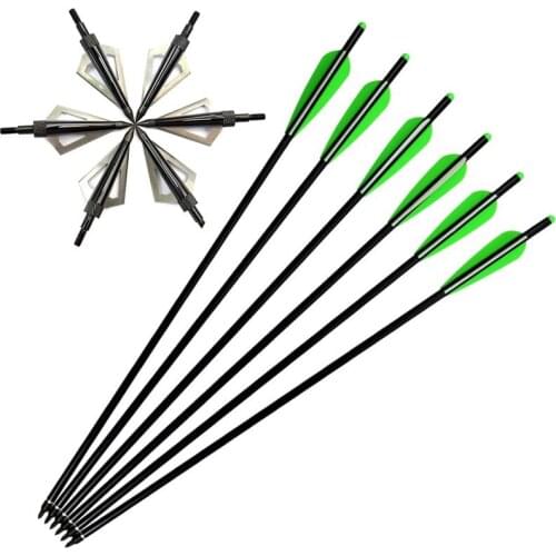 6X Crossbow Bolts Aluminum Hunting Arrows Moon Nock 2219# + 6X 125gr Broadheads Black color for Archery Outdoor Hunting